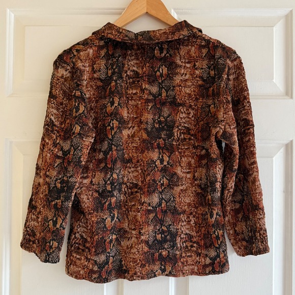 Vintage Alberto Makali Women's Snake Print Textured Top Shirt Blouse M - Picture 4 of 6